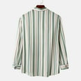 thumbnail image 4 of gbyLJF Men's Lapel Shirt Breathable Long Sleeve Button Down Cardigan Multicolored Striped Patchwork Top, 4 of 7
