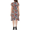 thumbnail image 3 of Vestido midi envolvente de verano tropical con flores de INSPIRE CHIC para mujer en gris y azul S, 3 of 7