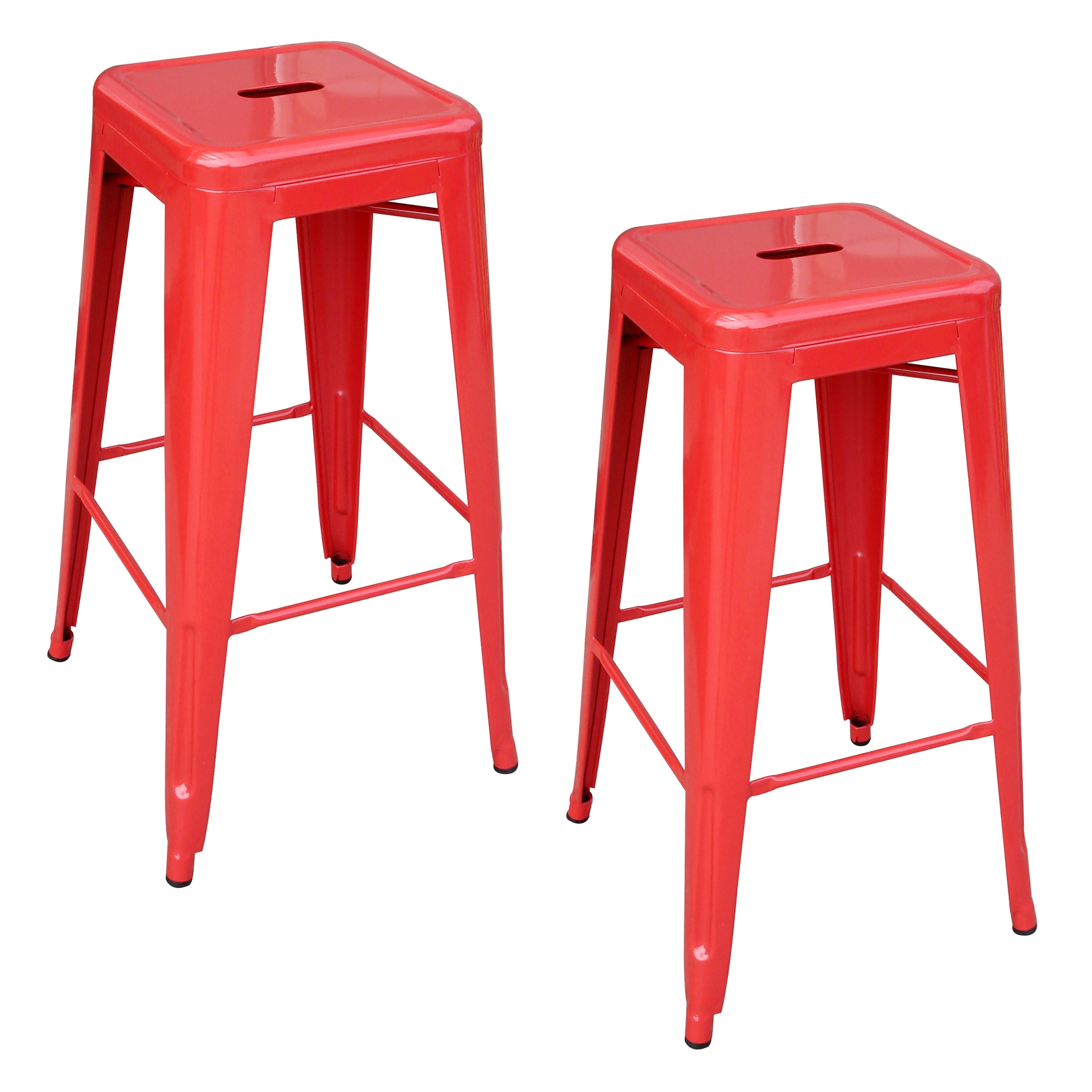 AmeriHome Loft Red Metal Bar Stool 2 Piece