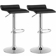 Costway Set of 2 Swivel Bar Stool PU Leather Adjustable Kitchen Counter Bar Chairs Black Low Back
