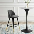 thumbnail image 5 of Counter Stool Chair, Set of 2, Velvet, Metal Steel, Grey Gray, Modern Contemporary Urban Design, Bar Pub Cafe Bistro Hotel Restaurant Hospitality, 5 of 10