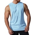 thumbnail image 1 of Camiseta sin mangas de color liso para hombre - Camiseta sin mangas con hombros anchos y aberturas laterales, camiseta informal para hacer ejercicio con letras estampadas, tejido de poliéster, vari, 1 of 8