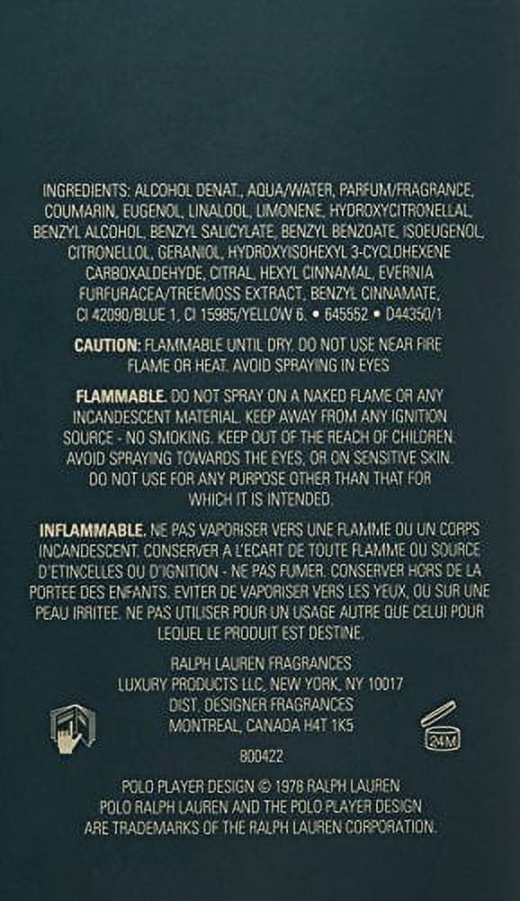 Ralph Lauren Polo Eau De Toilette Cologne for Men, 4 Oz