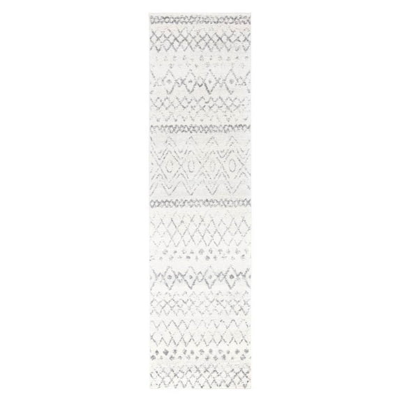 SAFAVIEH Madison Hannah Geometric Runner Rug, Ivory/Charcoal, 2'3" x 8'