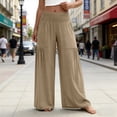 thumbnail image 4 of Ecqkame Women's Cargo Pants Elastic Waist Multi Pocket Loose Straight Leg Pant Outdoor Hiking Workout Casual Comfortable Trousers Khaki M, 4 of 6