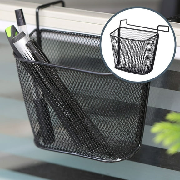 Soimiss Office Storage Container Black Hanging Basket Iron Desk Organizer