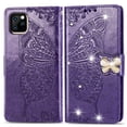 thumbnail image 6 of iPhone 12 Mini Case, Mantto Bling Diamond PU Leather Flip Wallet Case Hand Strap Butterfly Embossed Protective Flip Stand Card Holder Magnetic Cover for Apple iPhone 12 Mini, Purple, 6 of 9