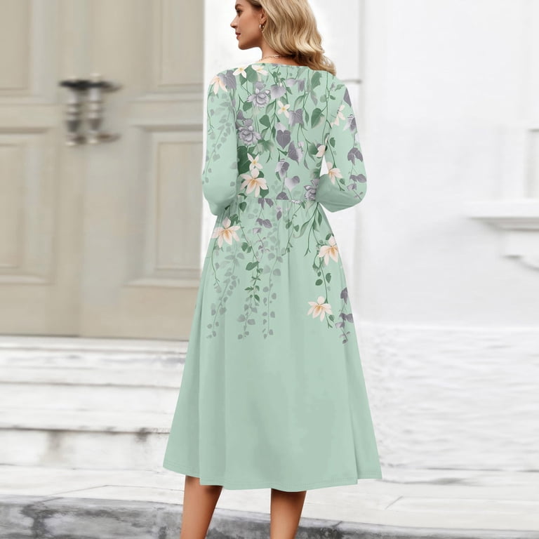 green midi graduation dress Wutalume Vintage Floral model-5-7-174-s