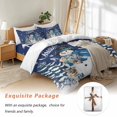 thumbnail image 7 of Snowman Christmas Bedding Duvet Cover Set Twin Size 4 Pieces Winter Tree Snowflake Elk Rabbit Navy Blue Bedding Set with Zipper Closure, 1 Comforter Cover 68x86 Inches 1 Flat Sheet & 2 Pillow Cases, 7 of 7