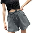 thumbnail image 3 of GZWYHT Shorts for Women,Linen Pants,Shorts For Women's Outerwear,Wide Leg Pants,Plus Size Shorts,High Waisted Shorts,Gray 1,XXL, 3 of 4