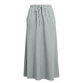 thumbnail image 4 of ShomPort Maxi Skirt for Women Cotton Linen Summer Causal Elastic Waist Drawstring A-Line Long Skirts Vacation, 4 of 6