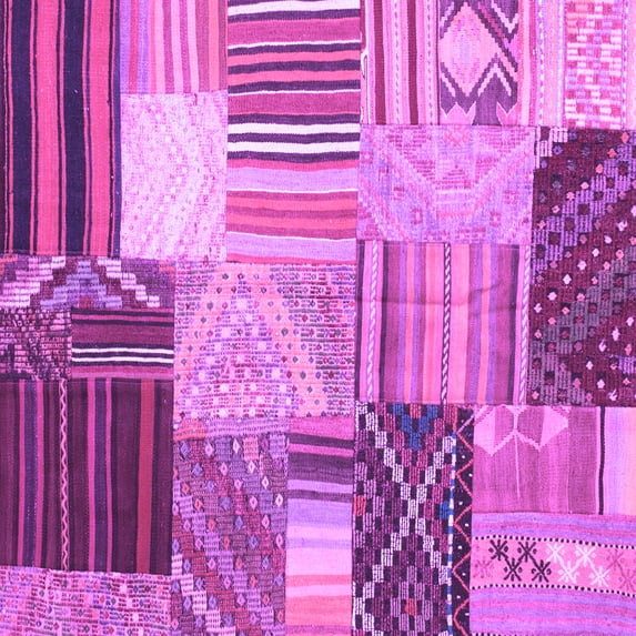 Ahgly Company Indoor Square Patchwork Purple Transitional Area Rugs, 4' Square