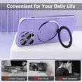 thumbnail image 4 of Magnetic for iPhone 15 Pro Case with Ring Holder Compatible with Magsafe Cover Camera Lens Protector Shockproof Soft TPU 360° Rotatable Kickstand Phone Case for iPhone 15 Pro Purple, 4 of 13