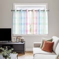 thumbnail image 5 of Blue Pink Plaid Kitchen Curtains Short 45 Inch Length, Pastel Green White Buffalo Patchwork Grommet Top Bedroom Living Room Curtains, Light Filtering Cafe Curtain Drapes 2 Panels Set 84''x45'', 5 of 9