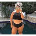 thumbnail image 2 of Traje de baño de talla grande para mujer, conjunto de Bikini con cuello Halter, sujetador Push Up, traje de baño de cintura alta, 2 of 4