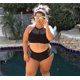 thumbnail image 2 of Traje de baño de talla grande para mujer, conjunto de Bikini con cuello Halter, sujetador Push Up, traje de baño de cintura alta, 2 of 4