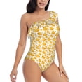 thumbnail image 3 of Gukieu yellow rubber ducks Print One-shoulder Ruffled One-piece Swimsuit with Removable Chest Pads and Tummy-control Swimsuit for Women-Small, 3 of 6