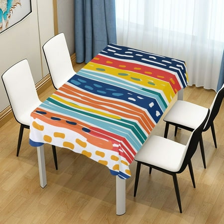 

ALAZA Rainbow Geometric Stripes Hand Drawn Rectangle Tablecloth Tablecover Dinning Table Cloth 60 x60