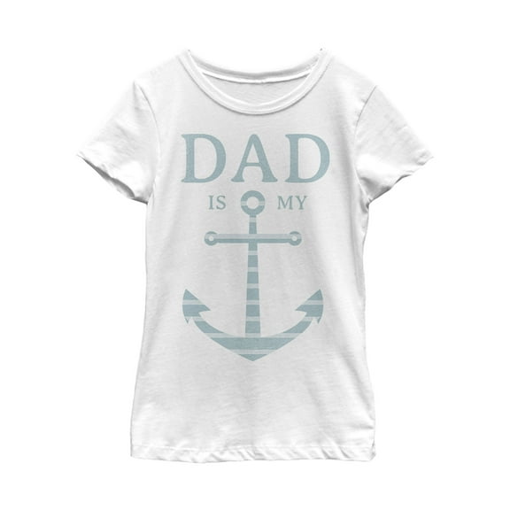 Girl's Lost Gods Father's Day Dad is My Anchor  Graphic Tee White Small