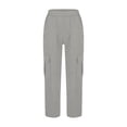 thumbnail image 4 of ATOGUTA Boys Cargo Pants With Pockets Wide Leg School Uniform Pants Kids Elastic Waist Flowy Summer Beach Lounge Trousers with Pockets Size 4T-15, Gray, 4 of 6
