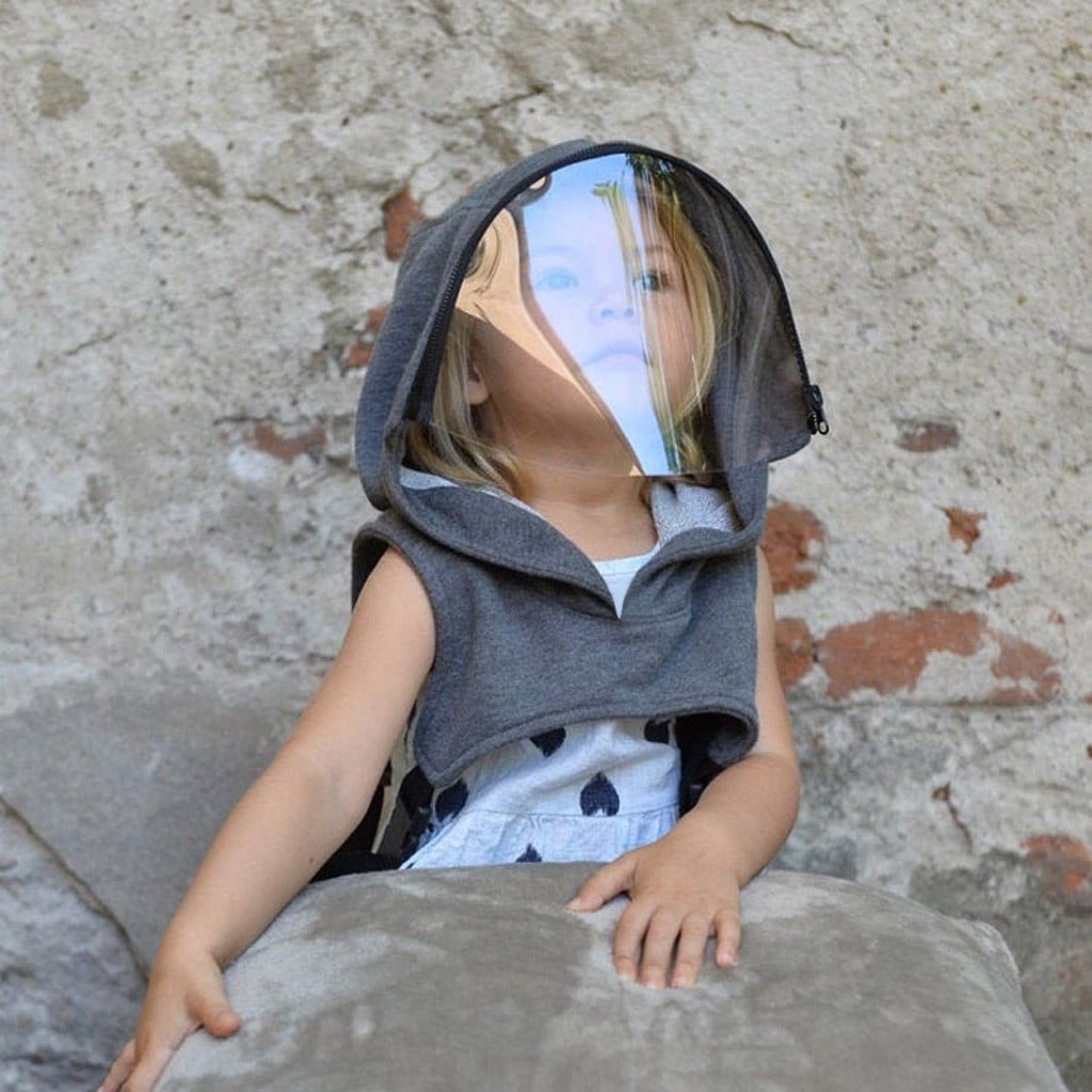 Full Protective Face Wear Clear Hooded Hat Child Face Shield Reusable Removable 