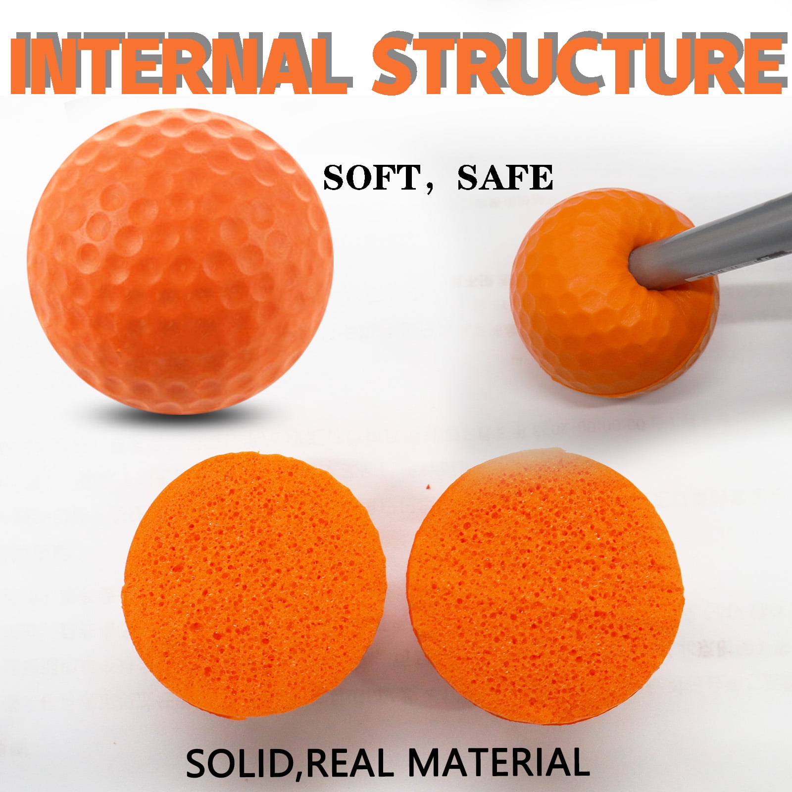 FINGER TEN Golf Practice Balls with Bucket Value 50 Pack, Soft Foam with Limited Flight for Safe Practice