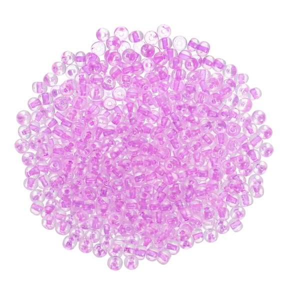 1600Pcs Glass Seed Beads, 4mm 6/0 Loose Mini Beads with Hole, Bulk Craft Spacer for Jewelry Making, Light Purple AB