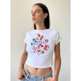 thumbnail image 1 of Mialoley T-shirt pour Femmes, Col Rond Manches Courtes Imprimé Alimentaire Ajusté Hauts d'Été Mode Urbaine pour Usage Quotidien Décontracté, 1 of 2