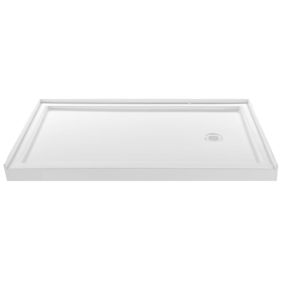 60x36 Shower Pan Base, White Acrylic Single Threshold Shower Base with Drain, Right Drain, Slip Resistant, Rectangle Showering Base for Bathroom Renovation