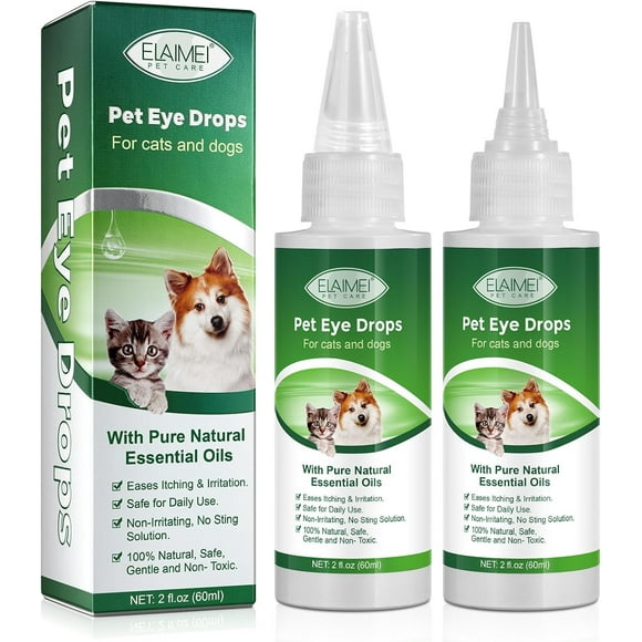 Eye Drops for Dogs and Cats, Gentle Formula Dog Eye Drops, Flush & Soothe Eye Irritations Supports Eyes Infection Relief Eye Cleaner, - Pet Eye Gentle Care Supplement Cats Drops for Eyes 2Pcs
