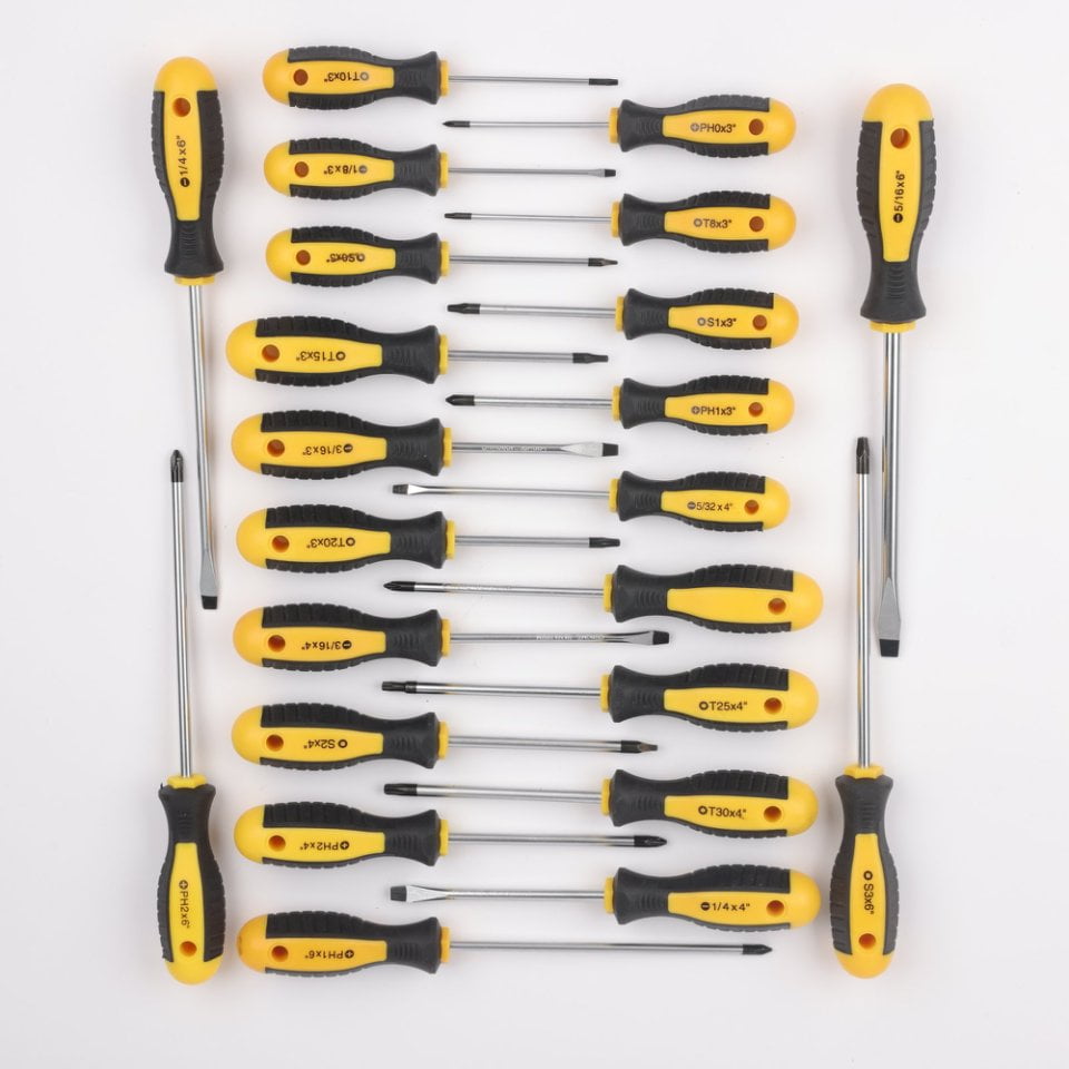 100-Piece Magnetic Screwdriver Set with Plastic Rack, Includes Slotted/Phillips/Torx Precision Drivers, Non-Slip Rubber Handles, Multi-Purpose Hand Tools, Ideal Gift for Handymen & DIY Enthusiasts