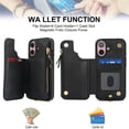 thumbnail image 4 of Wallet Case for Apple iPhone 16, with Crossbody Shoulder Strap & Hand Wrist Cards Holder Zipper Pocket Stand Feature Full Protective Shockpoof Phone Case for iPhone 16, Black, 4 of 7
