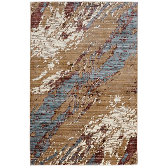 Linon Emporium Marble Power Loomed Polypropylene 5'x8' Rug in Blue