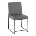 thumbnail image 2 of Lumisource High Back Fuji Contemporary Dining Chair in Black Steel and Grey Faux Leather - Set of 2, 2 of 7