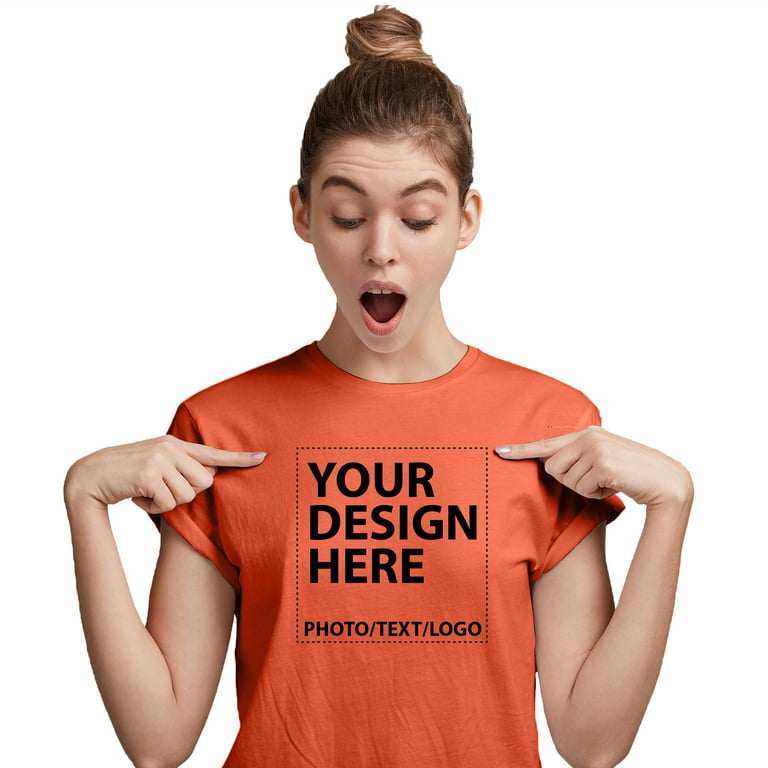 Radyan T-Shirts made to order Make Your Own T-Shirts, Unisex Custom T-Shirts, T-Shirts for Women from Photos, Large, Orange - Walmart.com