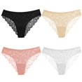 thumbnail image 1 of TrowBridge-bragas de 4 piezas para mujer, ropa interior exótica de encaje, lencería Sexy de satén de seda suave, calzoncillos de malla transpirable, ropa interior acogedora, 1 of 4