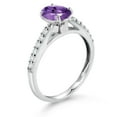 thumbnail image 3 of Gem Stone King 10K White Gold Purple Amethyst and White Lab Grown Diamond Engagement Ring for Women (1.33 Cttw, Oval 8X6MM, Gemstone February Birthstone, Size 8), 3 of 4