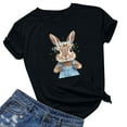 thumbnail image 4 of Pantalones Cortos para las Mujeres Sexy Pascua Moda Impresión Cuello Redondo Tee, Poliéster Ligero Casual Top para Primavera Verano Diario, Blusa de Suéter, 4 of 4