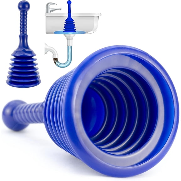 Sink Plunger Kitchen - Sink Plunger Bathroom - Drain Bathtub or Shower - Small and Powerful Clog Remover - Commercial Style "Plumbers Plungers" with Large Bellows