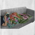 thumbnail image 6 of Flamingo Soft Flannel Fleece Throw Blanket, Illustration of Animal Tropical Garden Hibiscus Flower Plant Vintage, Cozy Plush for Indoor and Outdoor Use, 70" x 90", Green Pink Blue, by Ambesonne, 6 of 6