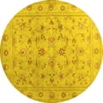 thumbnail image 1 of Ahgly Company Machine Washable Indoor Round Abstract Yellow Contemporary Area Rugs, 8' Round, 1 of 4