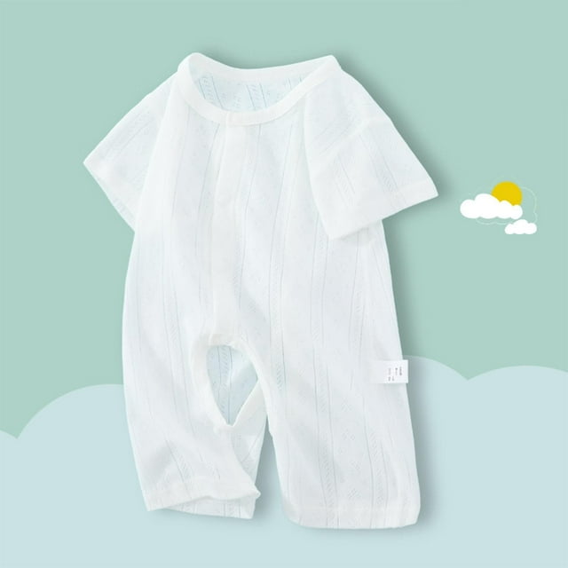 BLCHUNen Baby Jumpsuits for Infants Button down Crew Neck Cotton Loose Lightweight Outing Lounge Sleep Casual Summer Rompers
