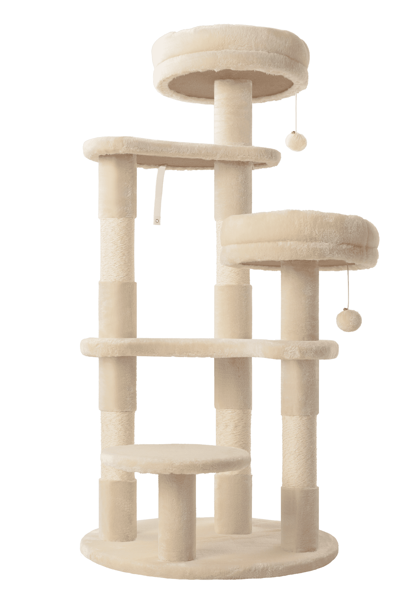 Amolife 55.5" Large Cat Tree and Tower with 5 Scratching Posts, Cat Perches for Indoor Cats and Kittens, Beige