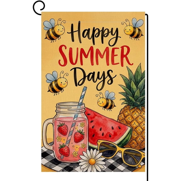 Summer Beach Watermelon Garden Flag 12x18 Vertical Double Sided Burlap Seasonal Outdoor Yard Decoration
