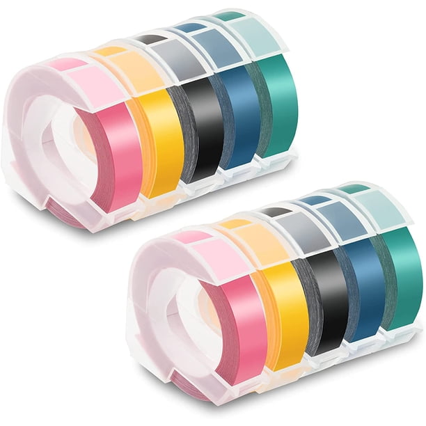 Whataatahia Cintas de repuesto de plástico 3D de 0.354 in, 3/8 pulgadas x 9,8 pulgadas, compatibles con organizador de etiquetas en relieve Xpress 12965, Xpress Pro 12966, Office Mate II 154000,