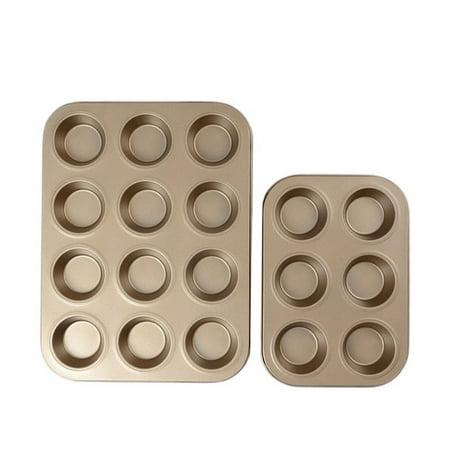 

Kitchen Bakeware Cake Mold Non-Stick Mini Muffin Cookie Used Cupcake Bread Cake Reference Pans Baking Tools-Gold