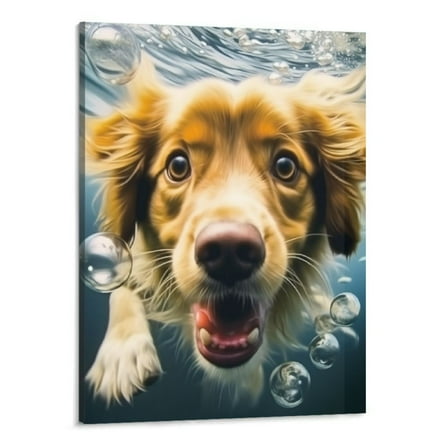 Shiartex Golden Retriever Puppy Animal Poster Decorative Painting Holiday Gift Picture Modern Aesthetics Mural Canvas Wall Art (Framed,16x20 Inch)