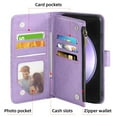 thumbnail image 6 of Compatible with Samsung Galaxy S23 FE 5G Wallet Phone Case and Tempered Glass Screen Protector Flower Faux Leather Flip Credit Card Holder Stand Zipper Cell Cover for S 23 EF S23FE 23S Women Purple, 6 of 9