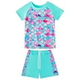 thumbnail image 2 of Filles Rash Guard 2-Pièces Maillots de Bain Poisson Échelle Modèle Maillots de Bain Upf 50+ Uv pour 4-12 Ans, 2 of 6