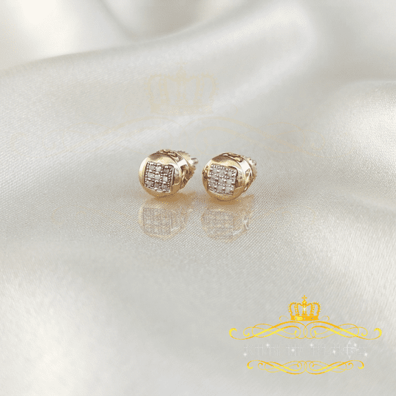 King of Bling's 0.05ct Diamond 925 Sterling Silver Yellow For Women's & Men's Round Stud Earring